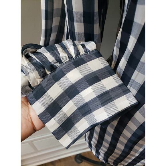 H&M Top Blouse Women's Medium Multicolor 100% Polyester Long Sleeve Halter Neck - Picture 13 of 16